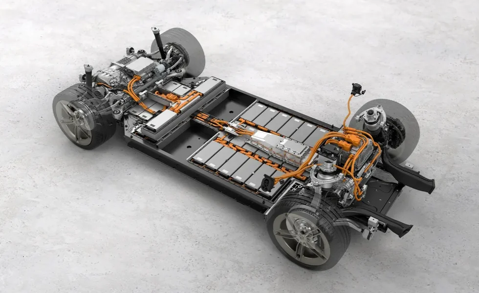 a car with battery and wires